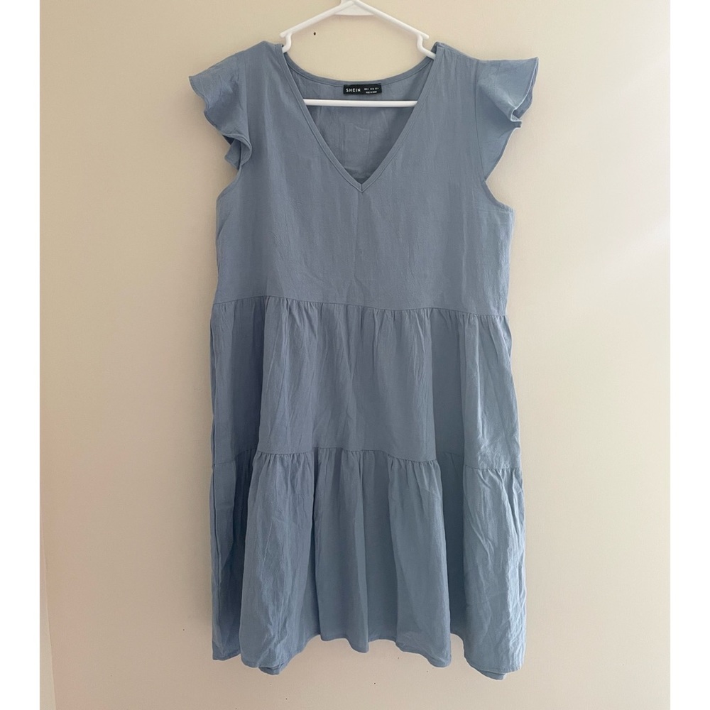 Shein Dusty Blue Flutter Dress